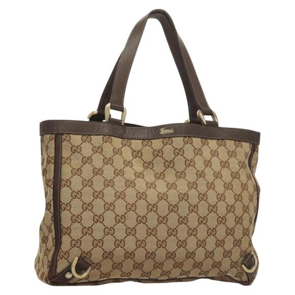 GUCCI GG Canvas Hand Bag Gold Beige - Picture 1 of 16